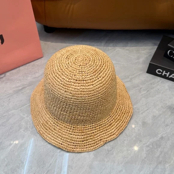☀️ Miu Miu Wide Brim Straw Hat Summer Vacation Visor - Picture 3 of 6